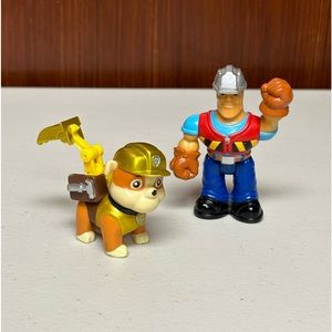 Paw Patrol Metallic Rubble Figure Action and Mattel Construction Worker Figure